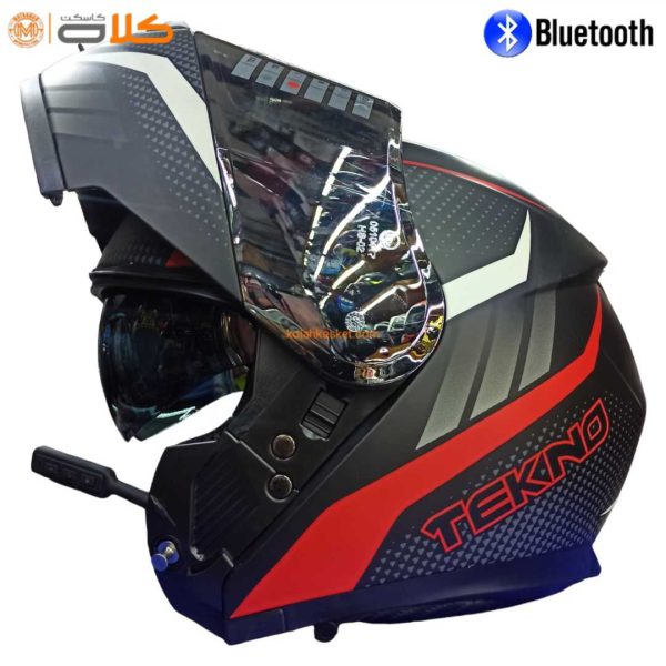 کلاه کاسکت بلوتوث دار تکنو فک متحرک T66 Bt8 Tekno