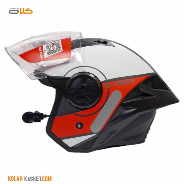 کلاه کاسکت بلوتوث دار LS2 رنگ سفید قرمز مدل AIRFLOW 2